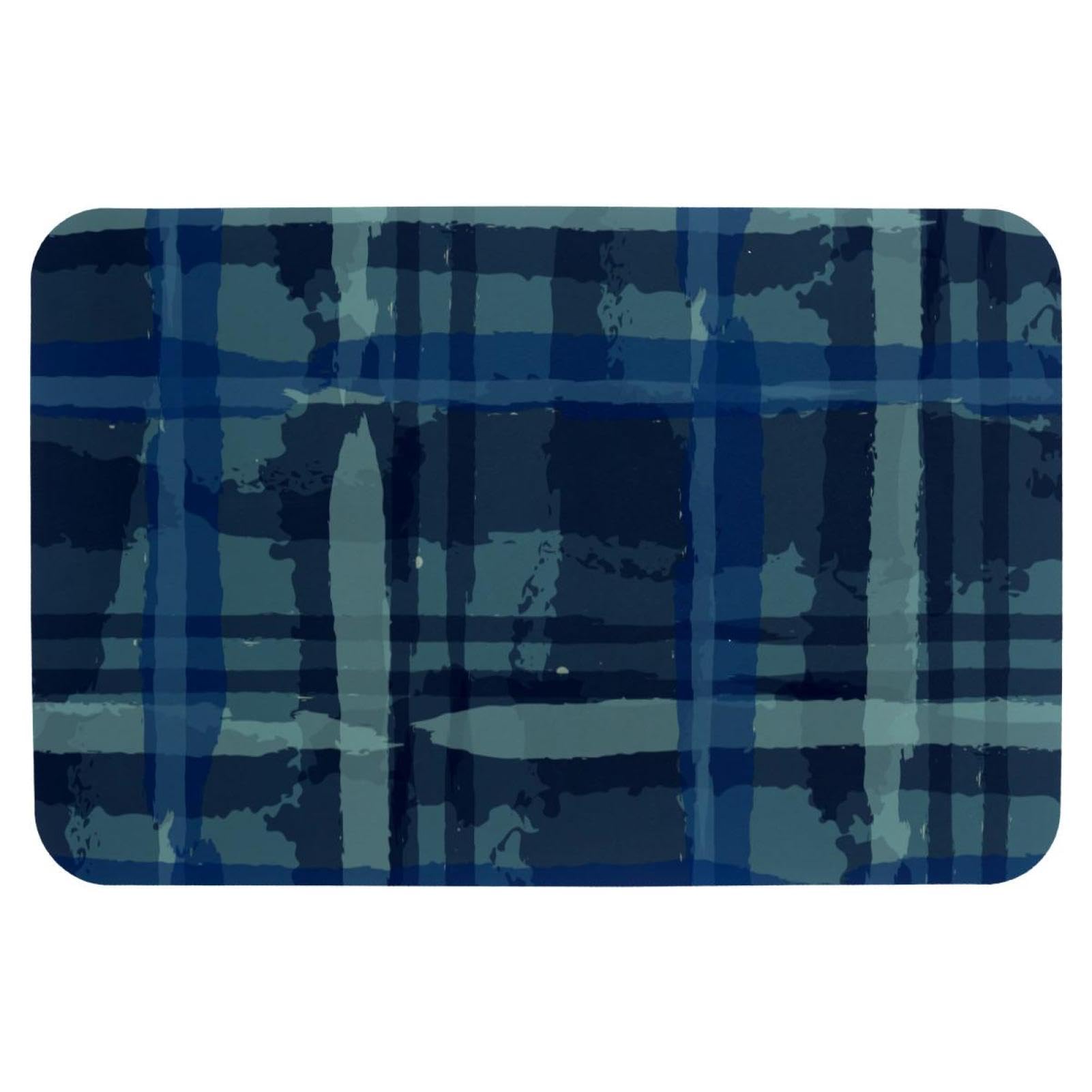 Tapis de bain 50x80 cm à carreaux bleus et blancs pour la douche