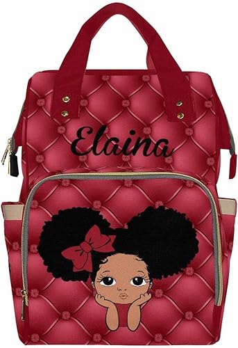 Newcos Mochilas nombre personalizado bebé africano princesa bolsa de pañales mochila mamá enfermería bolsas de bebé, 230112-15, Personalizado