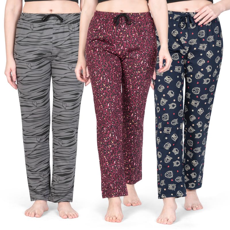 Image of Real Basics Women's Cotton Printed Pyjama pack of 3