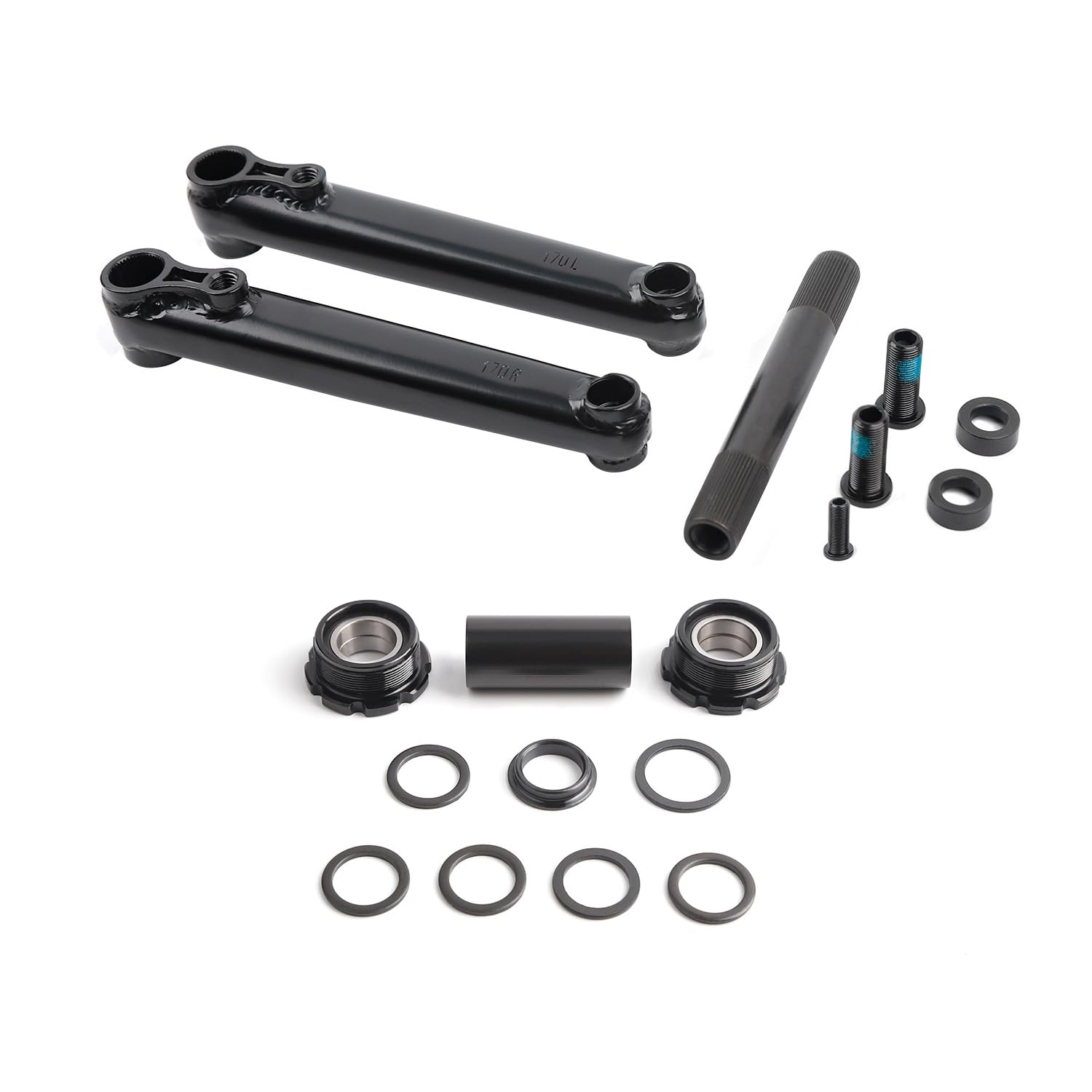 POLSO BMX Chrome 48 Spline Cranks Arms 170mm, 9/16"(14mm) Axle Diameter 19mm Mid BB/Euro BB/Spanish BB/American BB Black Chrome BMX Parts