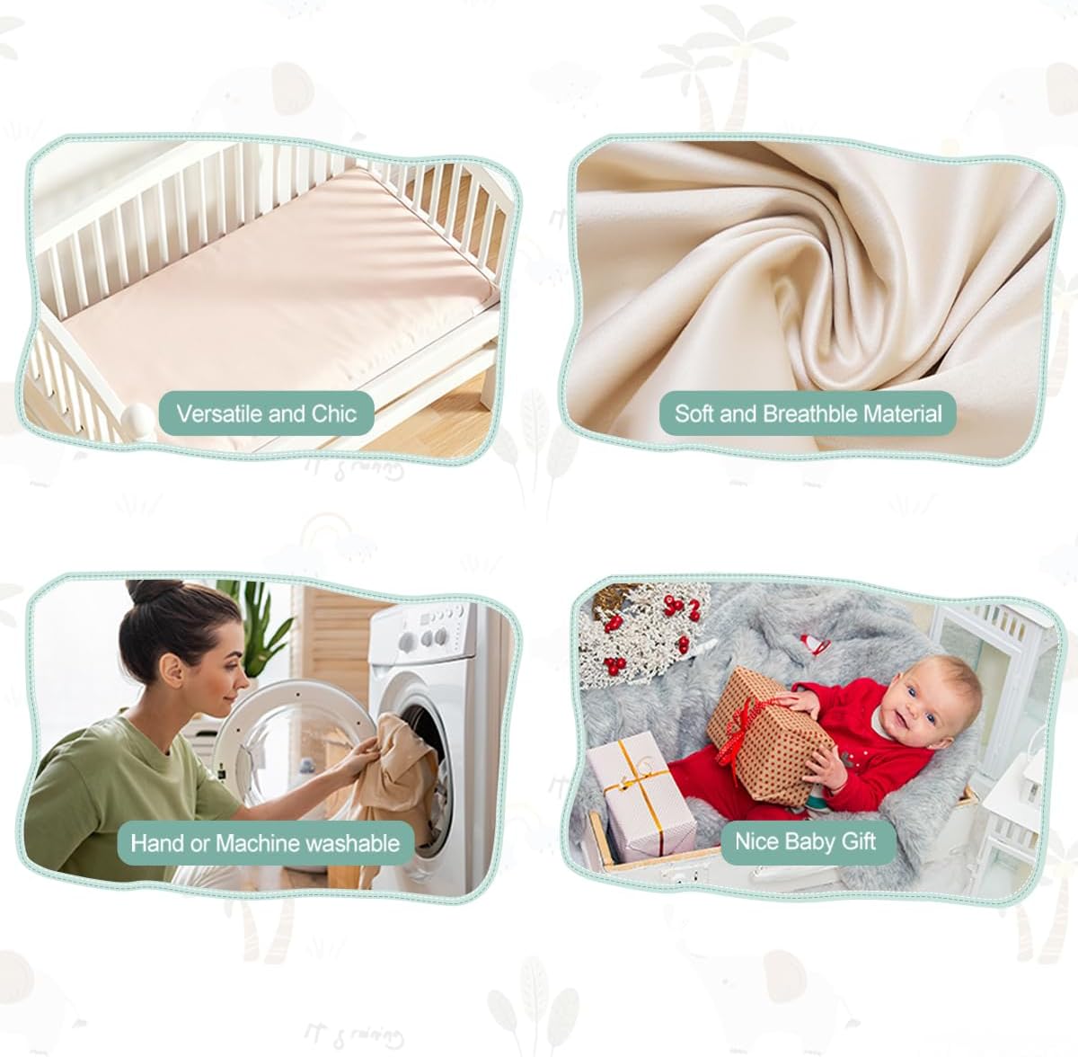 4 Pack Bassinet Sheets 21" x 35" Compatible with Amke, Ezebaby, Evolur Stellar and Mereryi Baby Bassinet, Soft and Skin-Friendly, Blue and Color Rainbow - Image 5