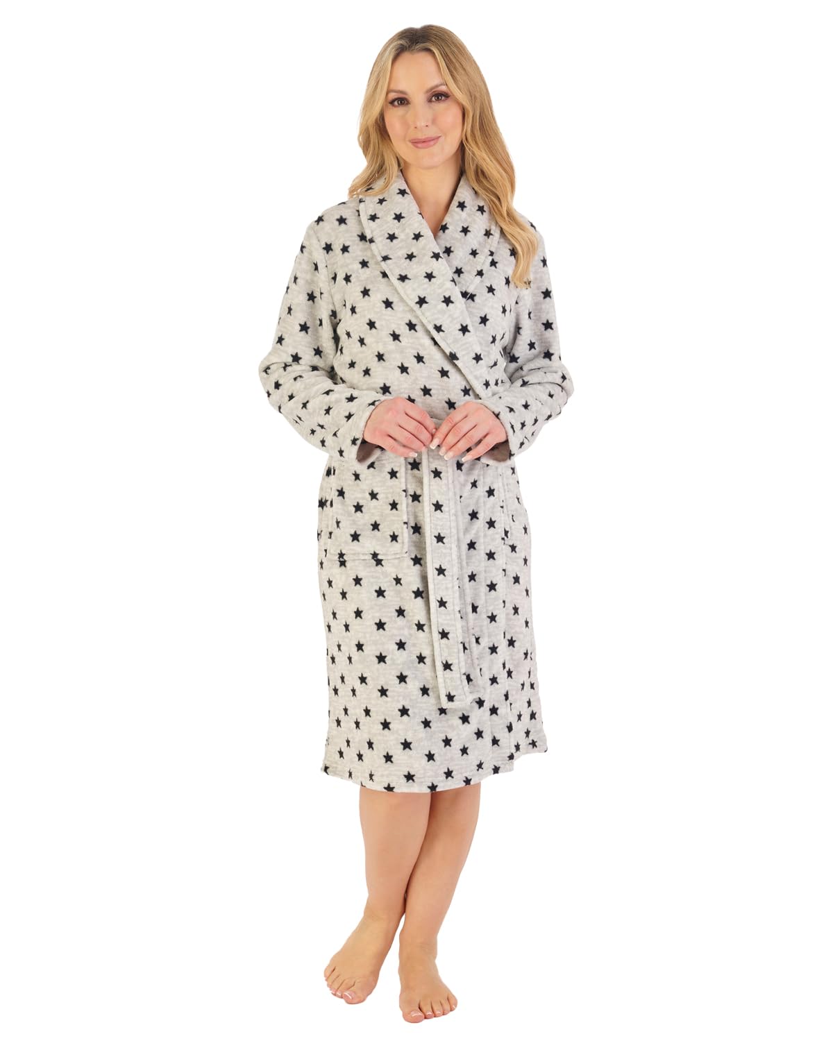 Slenderella Fleece Wrap Robe HC06335 Grey Star Large