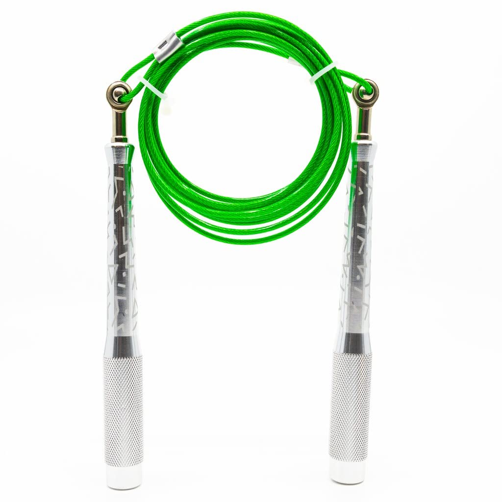 Double Under Wonder - Cuerda de saltar de velocidad, rodamiento de bolas giratorio de 360°, asas de aluminio ultraligeras, cable recubierto de acero ajustable, sin enredos y sin torceduras, perfecta