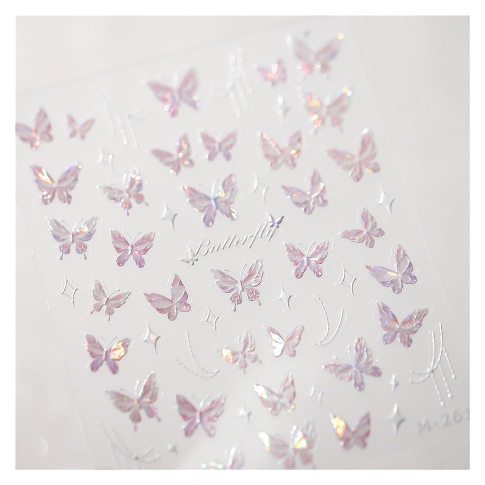 5 Pcs 5D Embossed Aurora Butterfly Nail Art Stickers Self Adhesive Decals for Nails Decoration DIY 3D Acrylic Supplies Parts(M261)