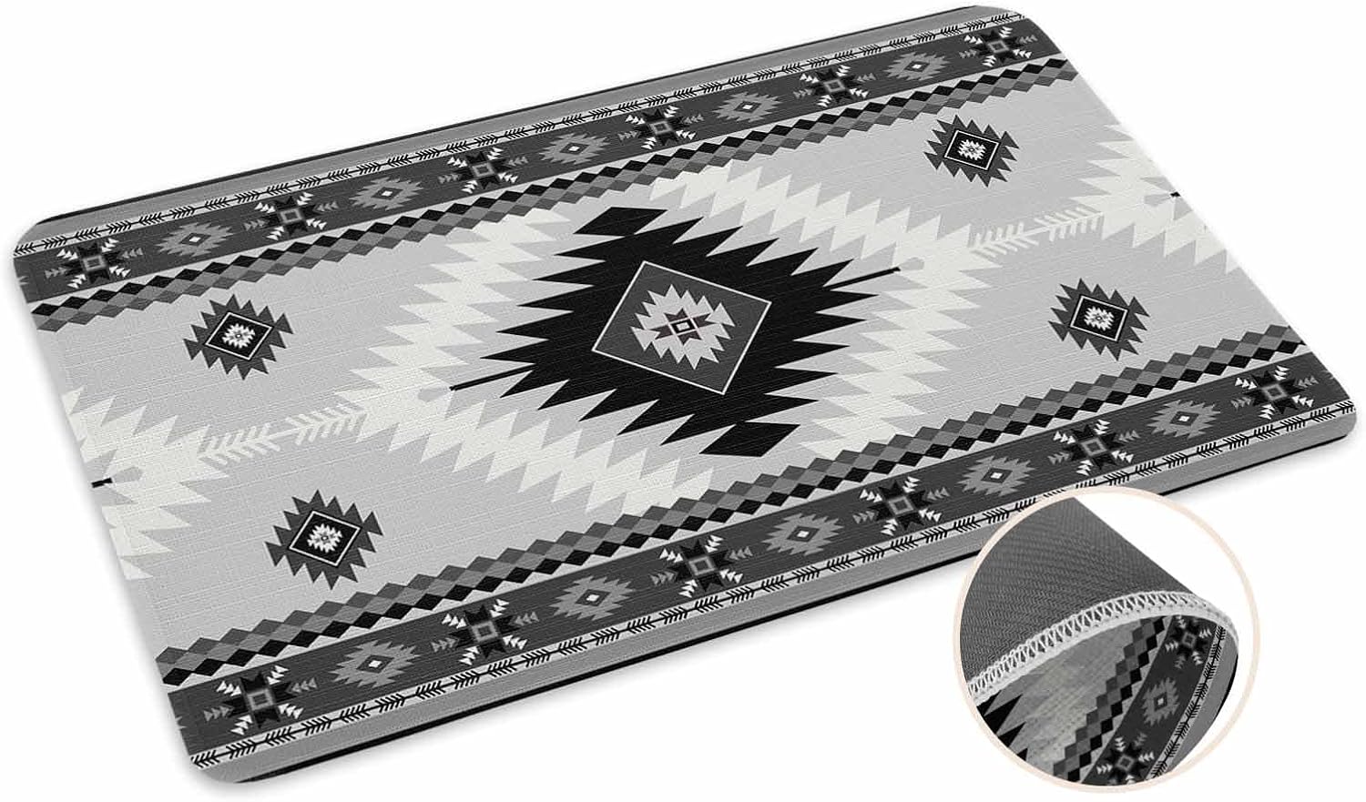 PIEPLE Gray Boho Doormat Outdoor Entrance 20"x31.5", Southwestern Ethnic Abstract Geometric Absorb Moisture Dirt Door Mats, Non-Slip Rubber Backing Floor Mats Indoor, Low-Profile Front Door Rugs