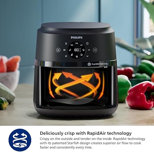 Miniatura 6 de Philips Freidora de aire serie 2000  Sartén de 4.4 cuartos de galón (4.2 L), 13 funciones de cocción, tecnología RapidAir, cocción saludable con un