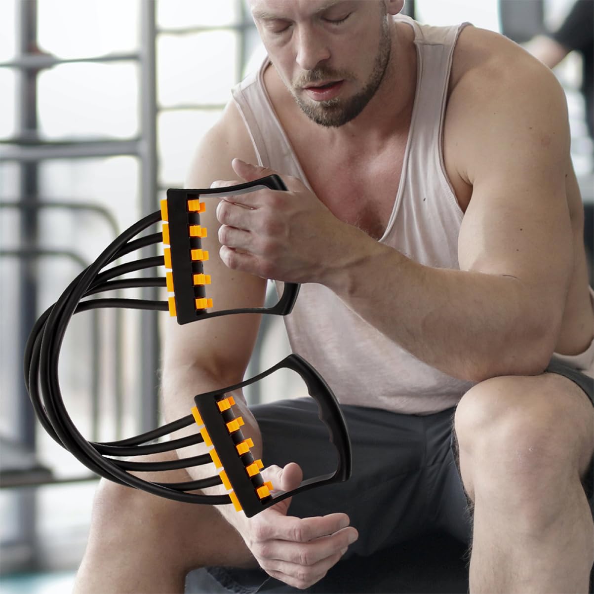 Bande Elastiche di Resistenza 2 Pezzi Tpe per Allenamento Muscolare | Attrezzo per Glutei, Bande Resistenza Fitness per Bicipiti e Tricipiti a Casa, Struttura Stabile