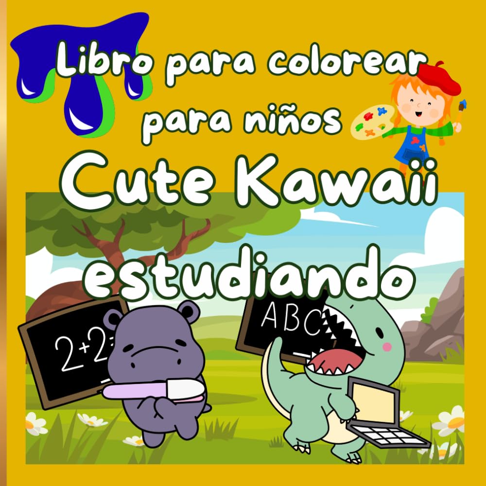 Libro para colorear para niños: Cute kawaii estudiando: para niños de 2 a 8 años (más de 40 dibujos para colorear)