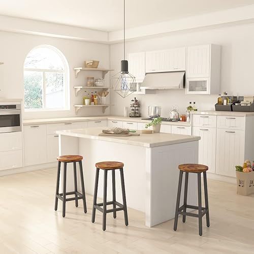 Ymyny Bar Stools Set Of 2, Round Bar Chairs With Footrest, Counter Height Stools For Kitchen, Dining Room, Bistro, Industrial Breakfast Stools, 27.6" Tall, Steel Frame, Rustic Brown+Black, Uhtmj510H #TOP17