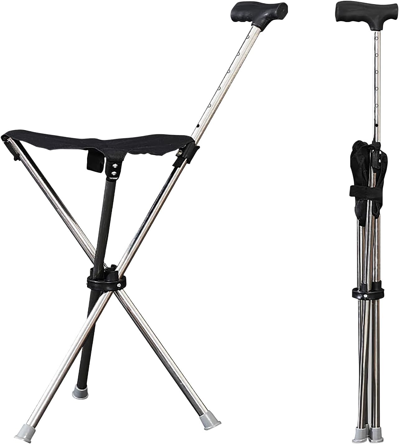 Laska z siedziskiem regulowana 80-90 cm składana dla seniorów 140-190 cm nośność 150 kg