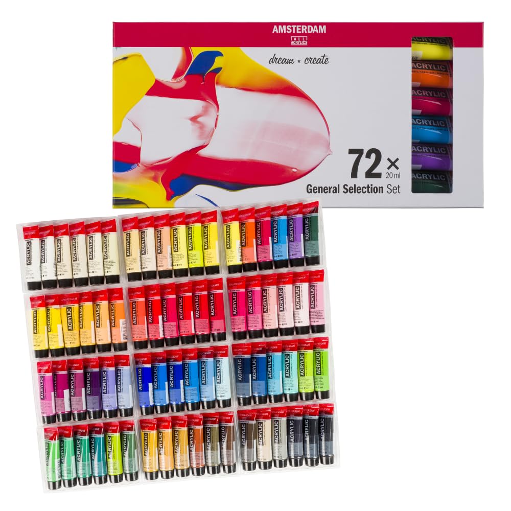 Amsterdam Standard Series Acrylic Paint Set for Beginners | Trial Set (73 x 20 ml Tubes) | Basic Color Selection