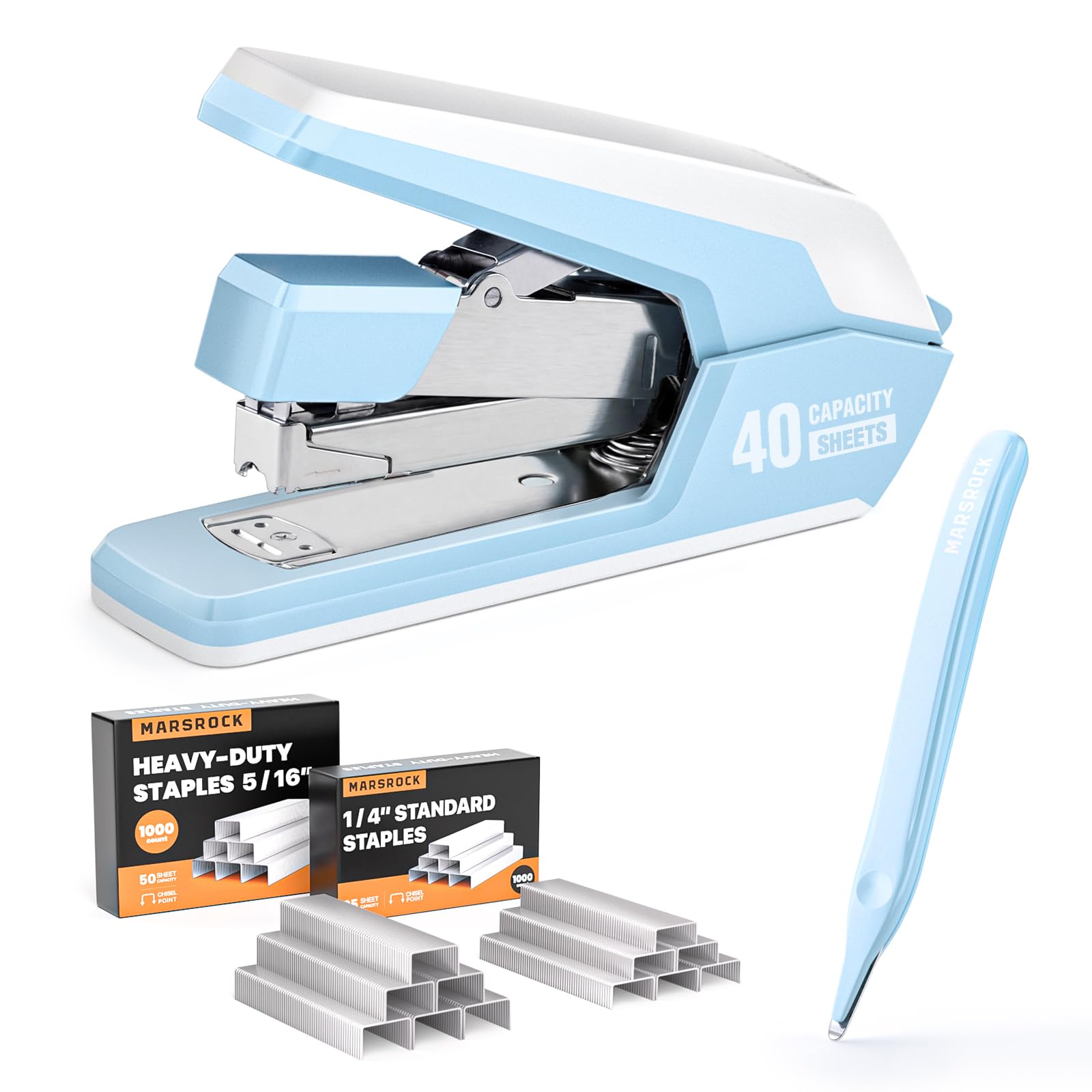 Marsrock Heavy Duty Stapler for Desk with 40-50 Sheet, 2000 Staples, Blue