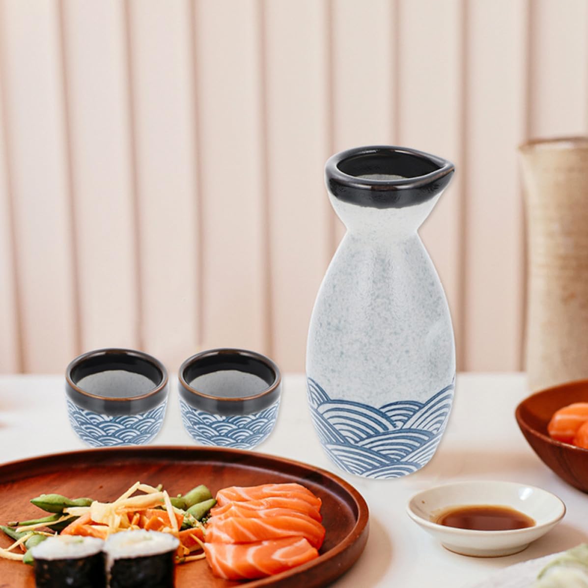 Abaodam Juego de Copas de Sake Estilo Japonés de Cerámica, 180ml y 20 Ml