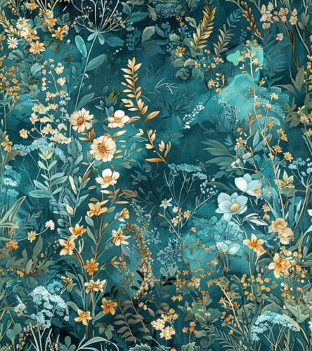 lenify Floral Peel and Stick Wallpaper Green Flower Contact Paper...