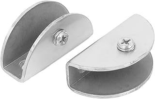 Aexit Half Round Fall Protection Shaped Metal Clip Clamp Holder 2 Pcs for 12mm Safety Clips Thick Glass