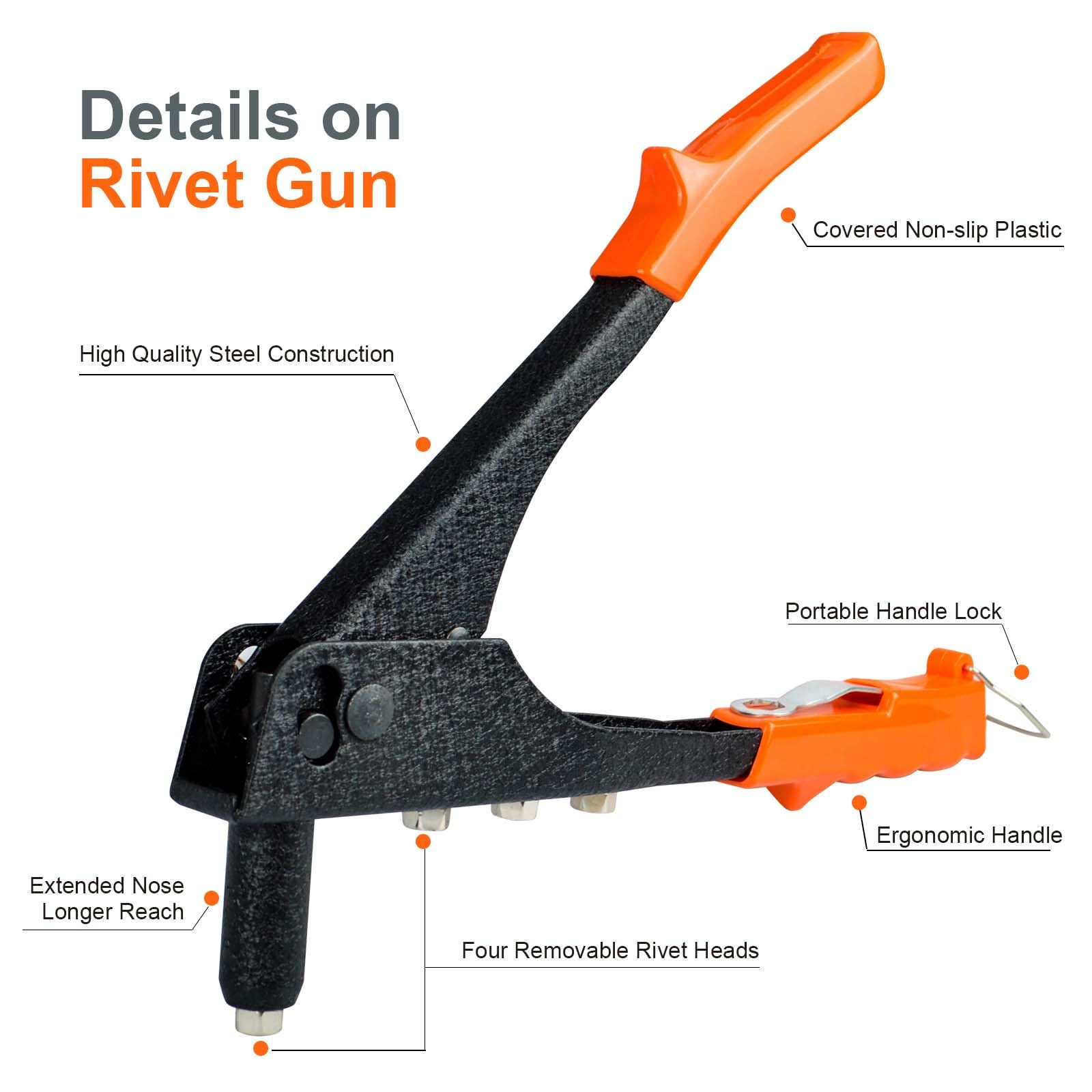 Rivets For Metal Rivet Gun Set Pop With 200 Rivets And With 4 Sizes 2 ...