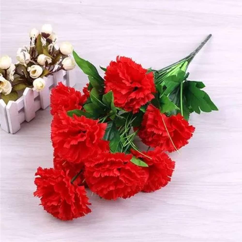 Corkwaw 40 Heads Artificial Carnations,Silk Hydrangea Bouquet Decoration Plastic Plant Suitable for Photo Props Family Party Home Decoration Bridal Wedding Bouquet Decoration (Red) - Image 6
