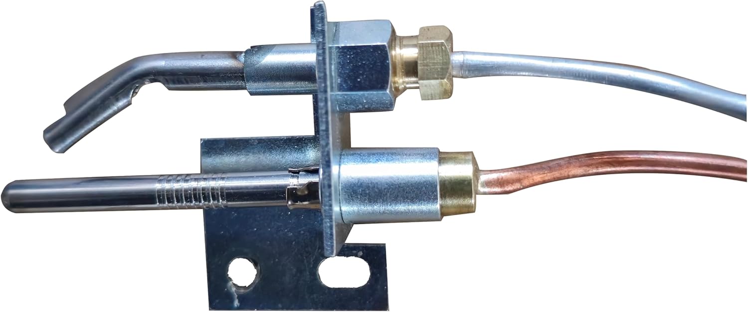 Manual Safety Pilot Control System for Gas Log Sets – Compatible with Natural Gas & Propane, Includes Heat Shield and Pilot Kit (Pilot)