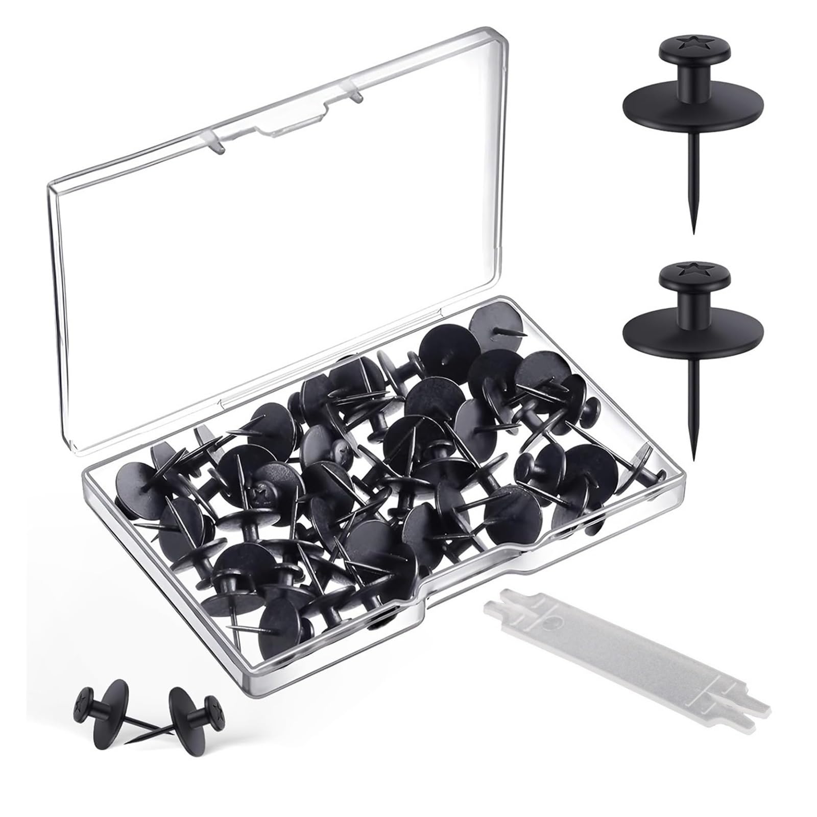 Pushpins 200Pcs Hanging Nails, Thumb Tacks, Push Pins for Wall Hangings, Hooks with Straight-line nail protection sheet