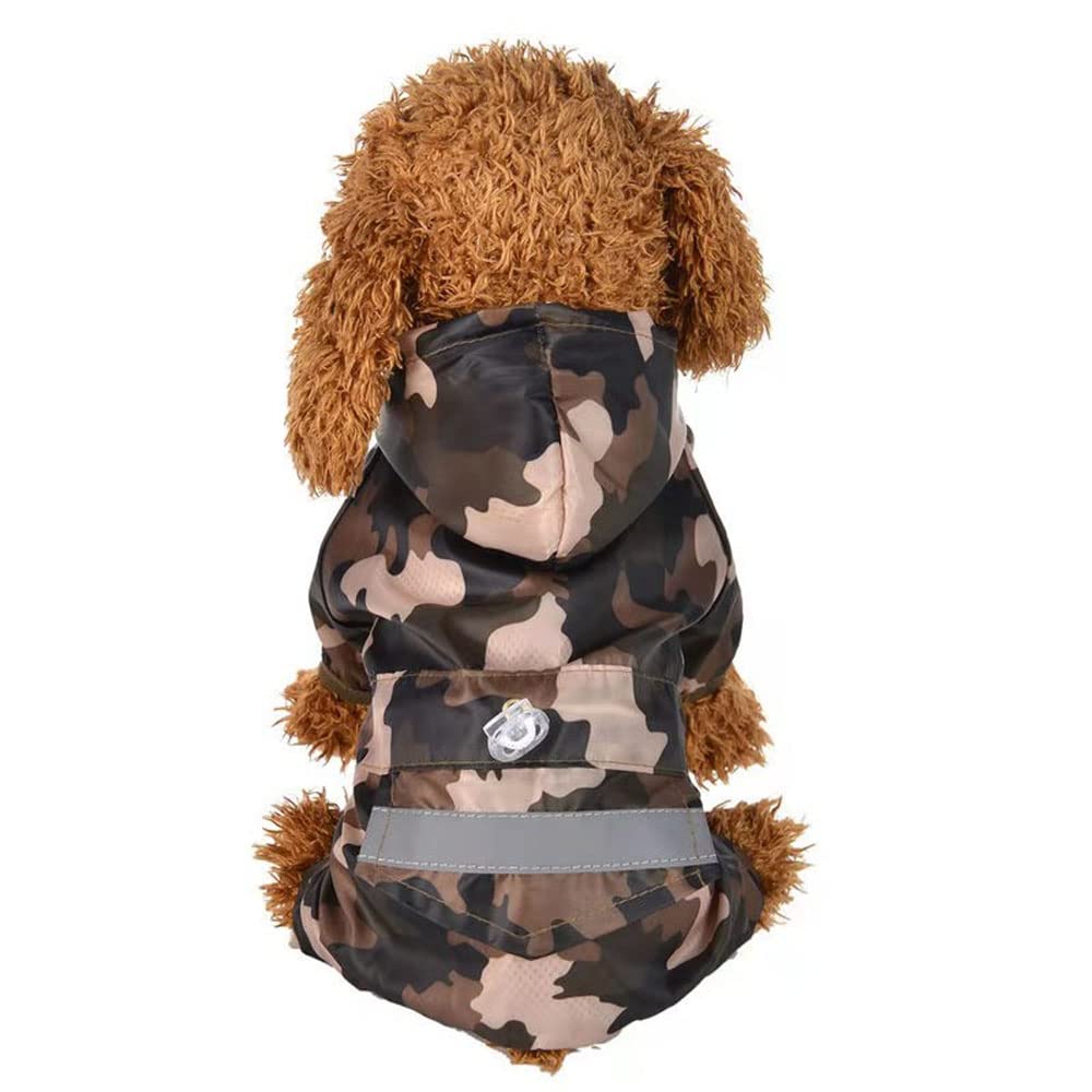 płaszcz przeciwdeszczowy dla psa, Pet Cat Dog Wodoodporny Płaszcz Przeciwdeszczowy Kombinezon Odblaskowy Kaptur Szczeniak Pies Kurtka Outdoor Odzież dla Małych Psów Artykuły Dla Zwierząt(Camouflage,S)