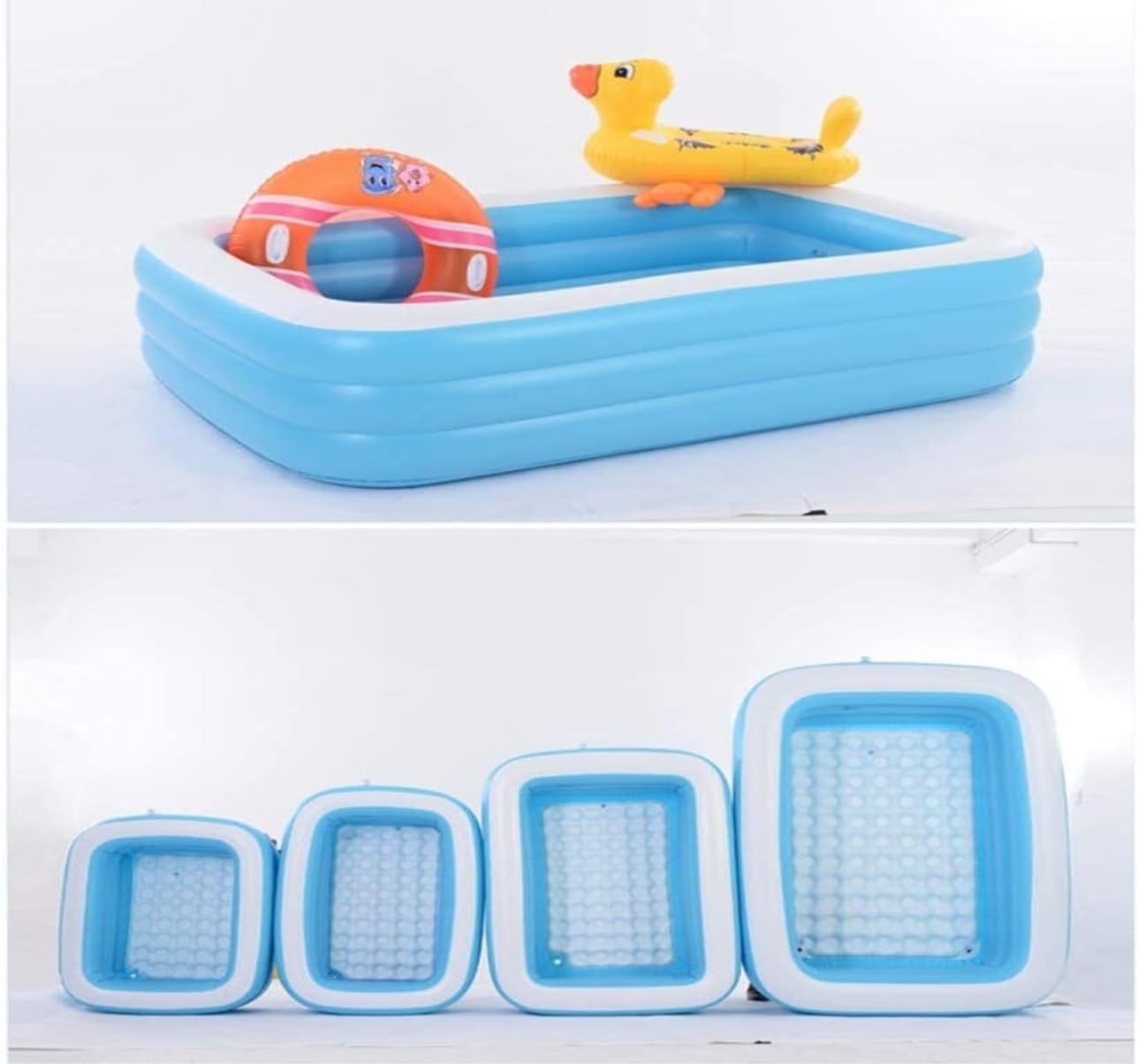 Planschbecken Schwimmbad Pool Family Swim Center Aquarium Aufblasbarer Pool Rechteckiger Lounge-Pool Swimmingpool Gartenpool Planschbecken für Gärten(128 * 85 * 45cm)
