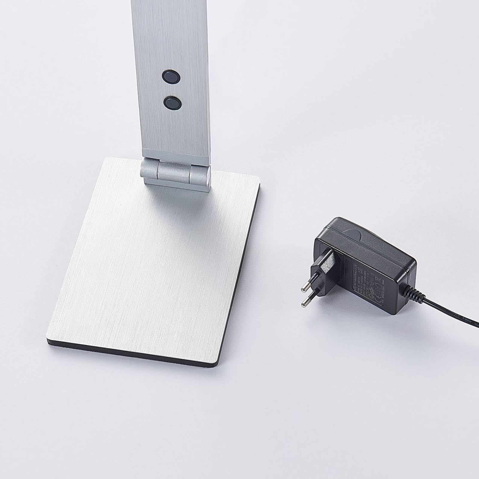 Lucande LED Tischlampe Nicano dimmbar (Modern) in Alu aus Aluminium (1 flammig,) - Tischleuchte Schreibtischlampe Nachttischlampe Arbeitszimmerleuchte