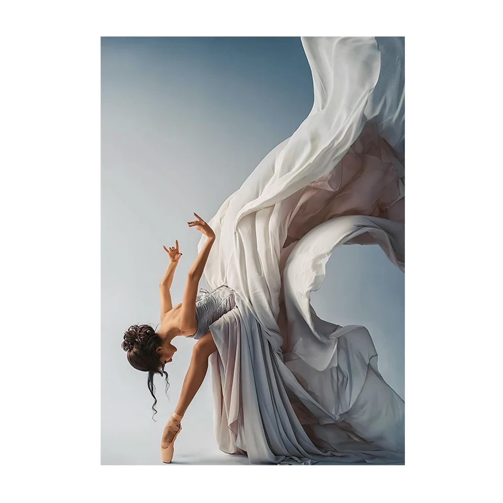 JACBON Modern Wall Decor Art Ballet Girl Fashion Dance Canvas Art Painting Poster Prints Wall Pictures for Living Room Home Decor 65x120cm（26x47inch InternalFrame