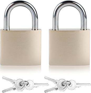 2 Pcs Keyed Alike Padlocks with Keys, 38mm Heavy Duty Padlock with Key