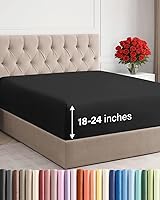 Vista 110 de Sábana bajera extra profunda tamaño Queen – Sábana bajera individual de lujo para hotel solamente – Se adapta fácilmente a colchones de 18 a 24