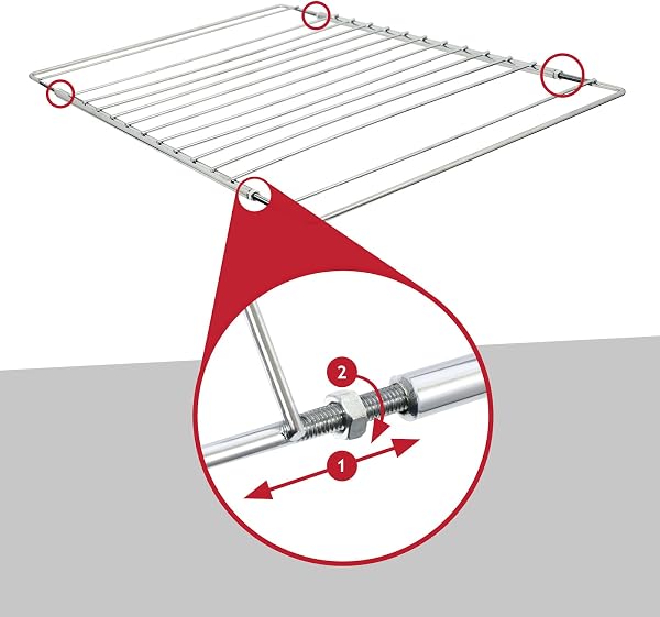 SPARES2GO Universal Adjustable Chrome Grill with Mounting Arm for Any Oven, Stove, BBQ, Grill (310 x 360-590mm) - 3