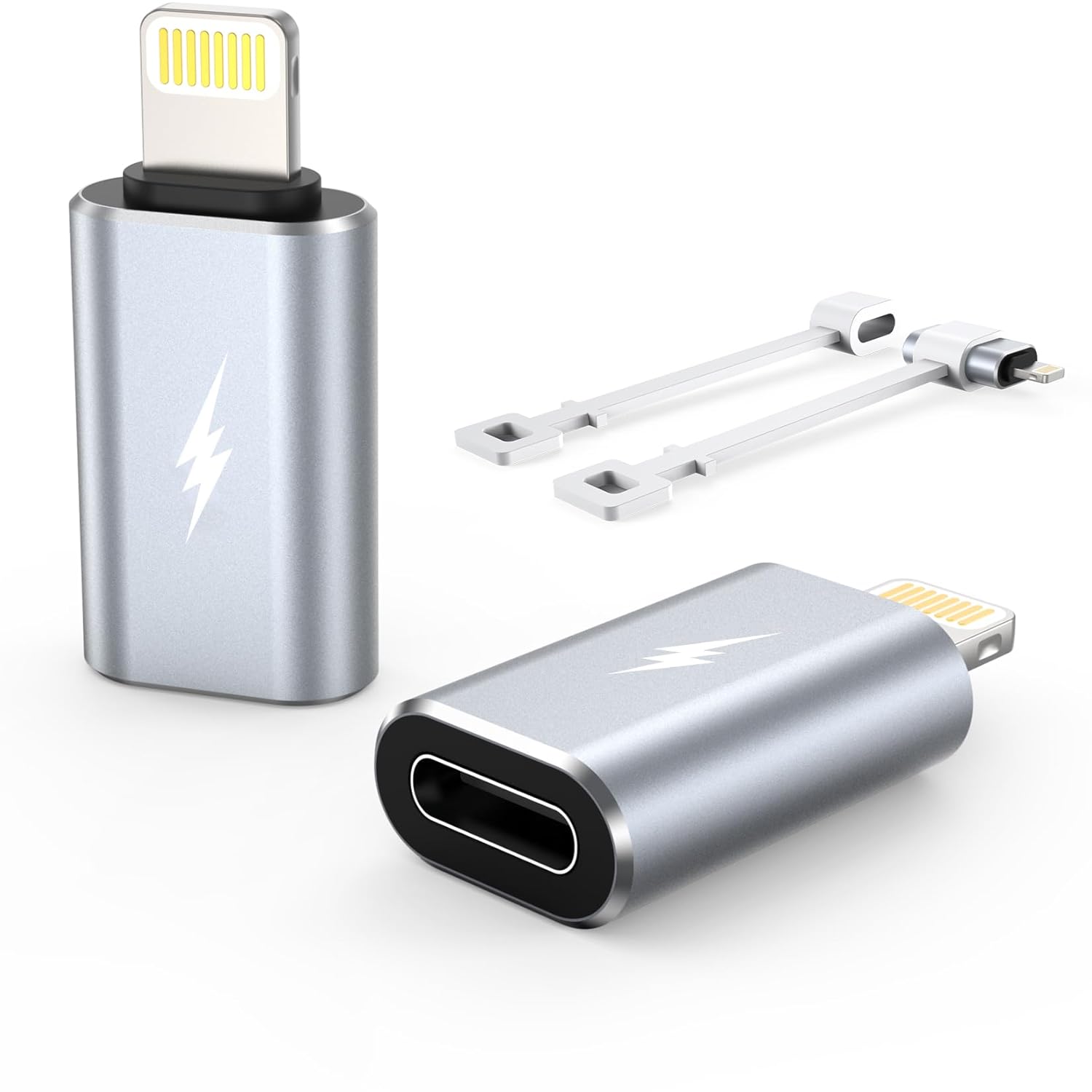 TechMatte Female USB C to Male Lightning Adapter 2 Pack 2 2A Charging Data Transfer Compatible with iPhone