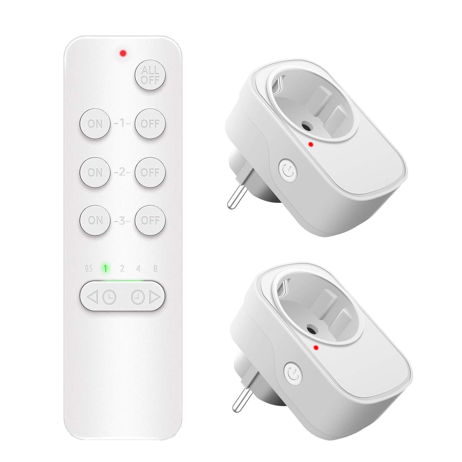 NineLeaf Steckdosen mit Fernbedienung,2 Pack Steckdosen und 1 Fernbedienung, Timer und Zeitplan,500FT Steuerungsbereich,15A/1500W für Haushaltsgeräte,weiß