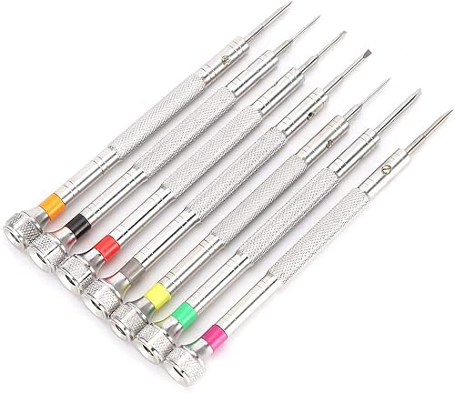 Miniatura 8 de Juego de destornilladores TMISHION, 7 piezas de destornillador ranurado para reparación de relojes, destornillador plano hecho de acero inoxidable