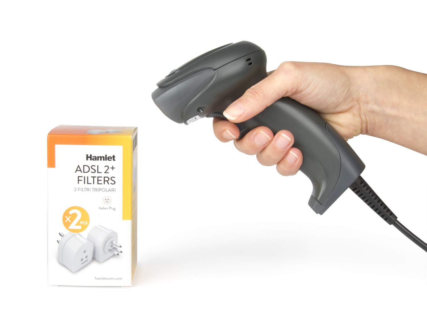 Hamlet HBCS2D100U Barcode Scanner 2D USB Professionale - Lettore di Codici QR (2D) e Codici a Barre Lineari (1D) con Tecnologia di Scansione 2D imaging CMOS.