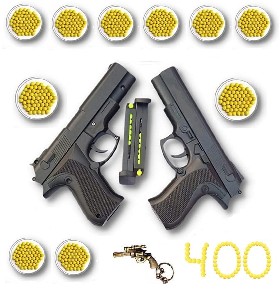 RZA Sporting Product Pubg Toy Gun P 729 for Kids & Darts with 400 Bb Bullets 6 Mm and 2 Gun Key Chain Guns & Darts Pack of 2 (Black)