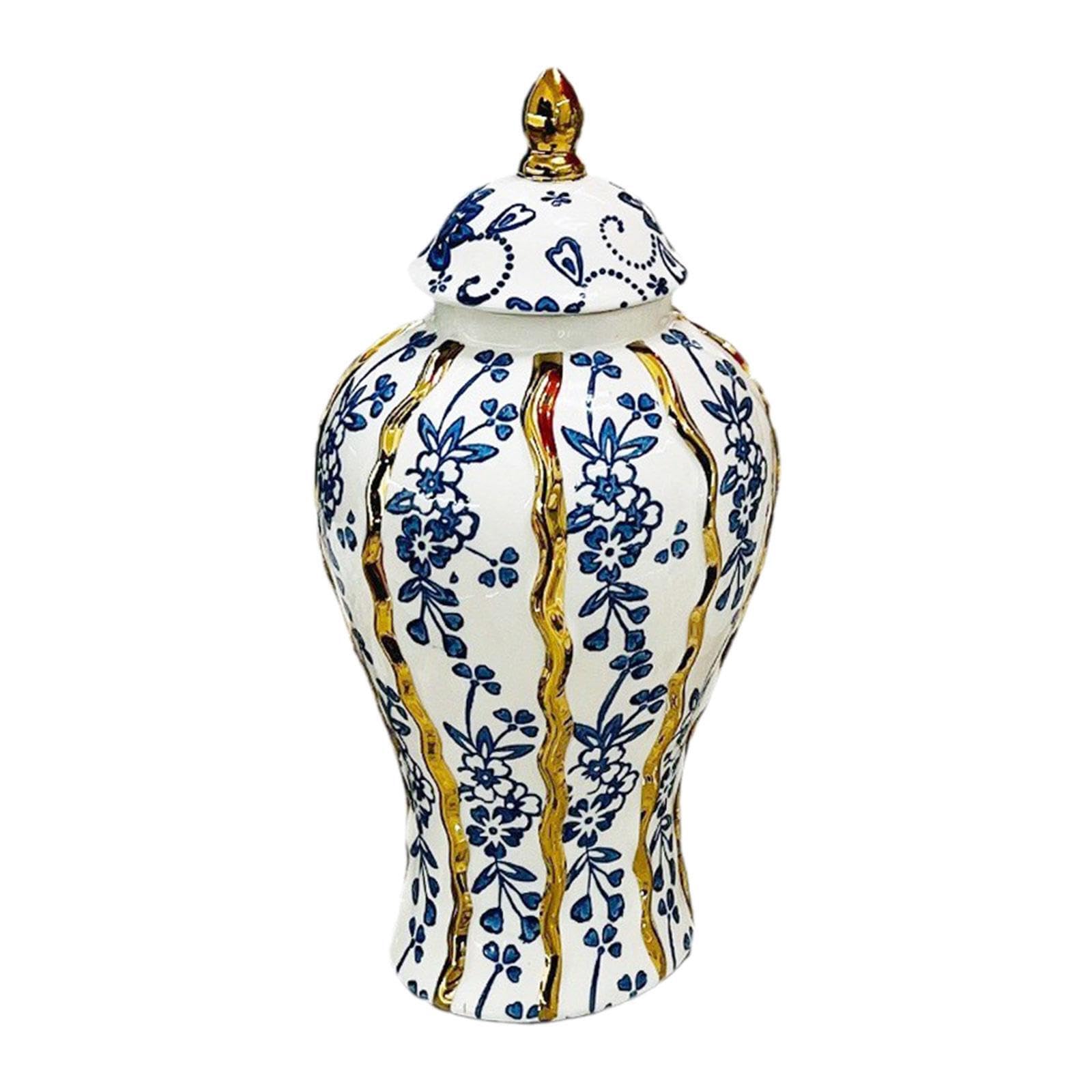 ALCXAZS Crafted Ceramic General Jar Vase Beautiful Porcelain Ginger Jar With Lid Organizing Dried Fruits And Spices Porcelain Ginger With Lid Ornament Chinese