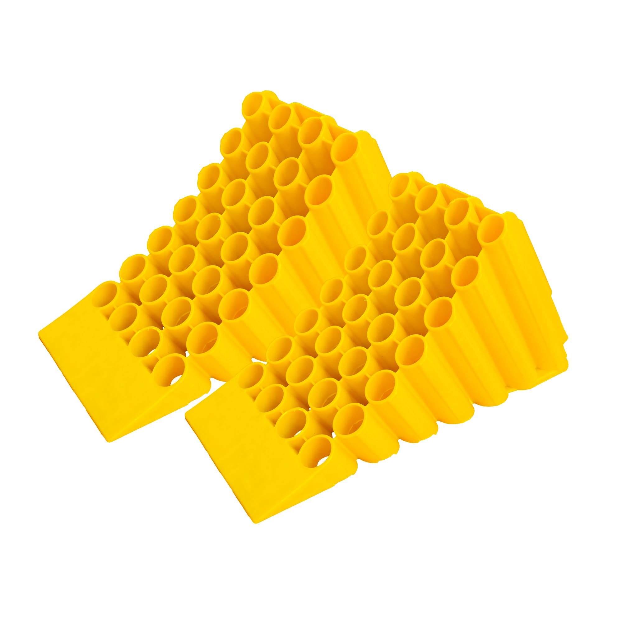 Berry Heavy Duty Wheel Chock with Anti-slip Steel Base | 45x 25CM Plastic Wheel Stop - Yellow | Portable Non-slip Parking Block | Honeycomb Tire Chock for Cars, Commercial Vehicles, Trucks - 2Pcs