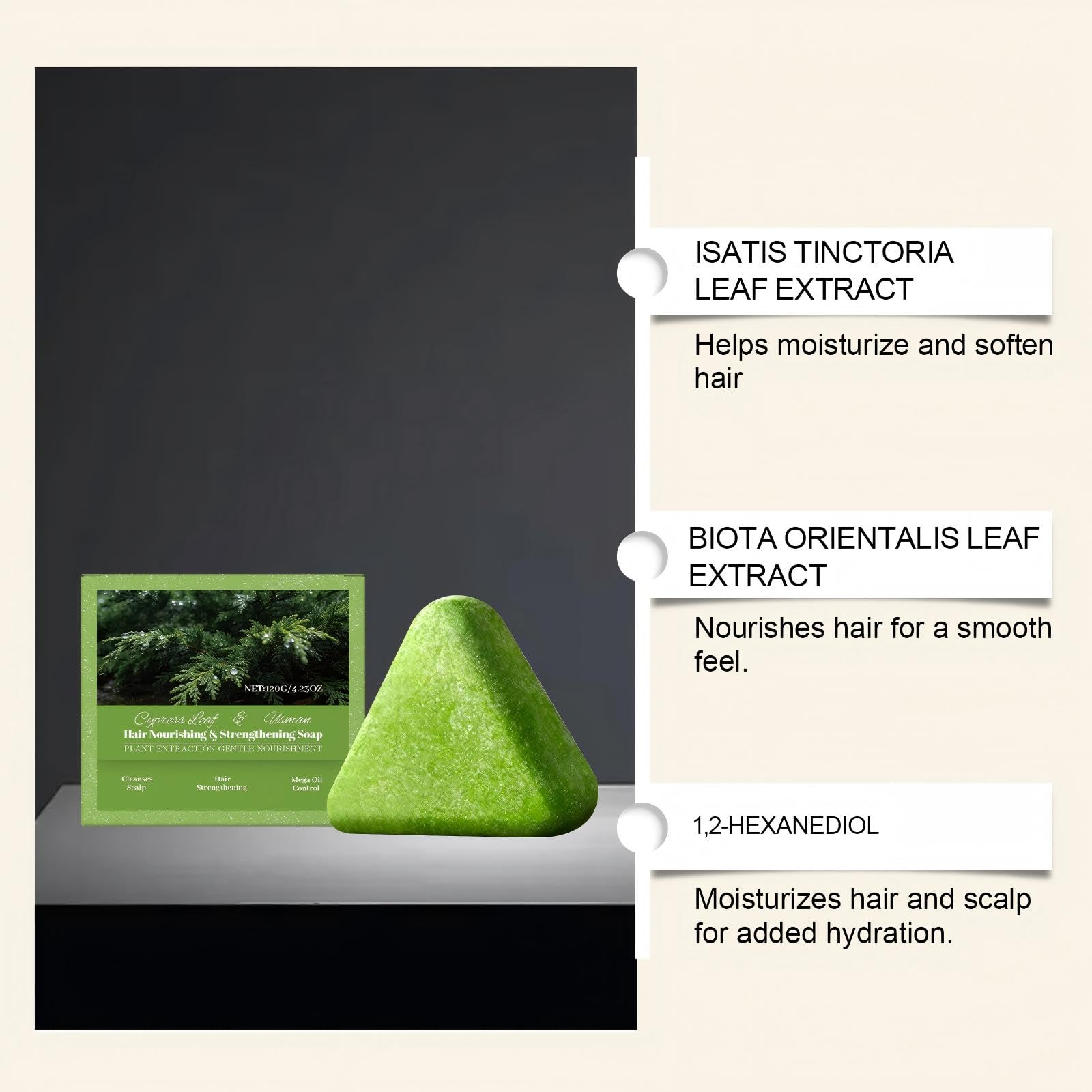 Seven Green Shampoo Bar, Usman Grass Festes Shampoo, Sanftes Haarreinigungsshampoo, Seven Green Kräuter-Shampoo-Bars, Anti-Haarausfall & Feuchtigkeitsspendende Kopfhautpflege (6 pcs)
