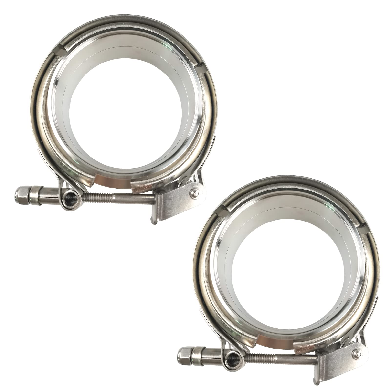 2 X 3.0" Quick Release V-Band Clamp with Male Female Flanges 304 Stainless Steel for Turbo Exhaust Downpipes (3.0 inch)