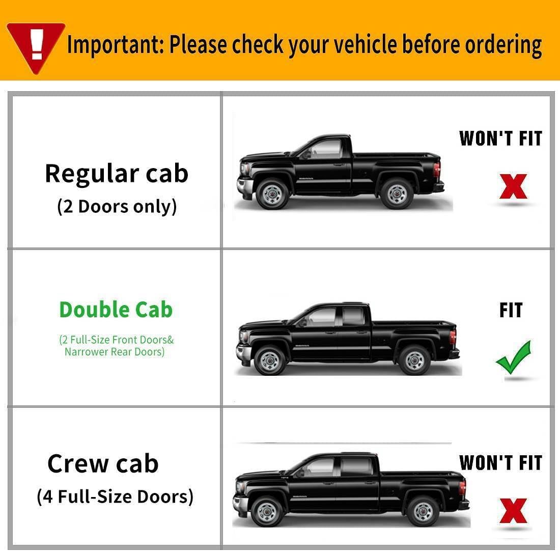 2pcs 6" Steps Nerf Bars Running Boards Driver Passenger Left Right Side Rectangular Stainless Steel ABS Plastic Polished for Double Cab E03SS0113