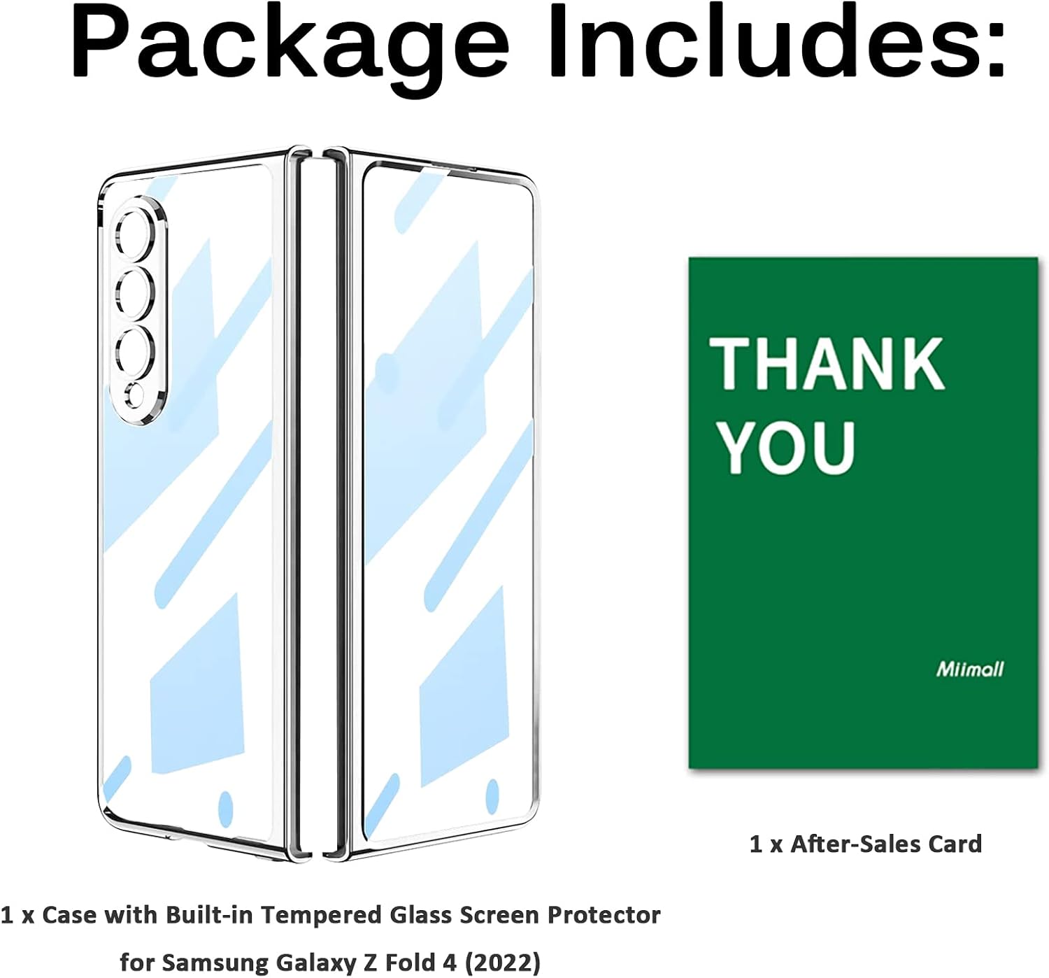 Miimall Compatible for Samsung Galaxy Z Fold 4 Cases with Screen Film, Slim Hard PC Women Men Polycarbonate Bumpers Ultra-Slim Full Protection Bumper Shell Screen Case for Z Fold 4 5G 2022(Silver)