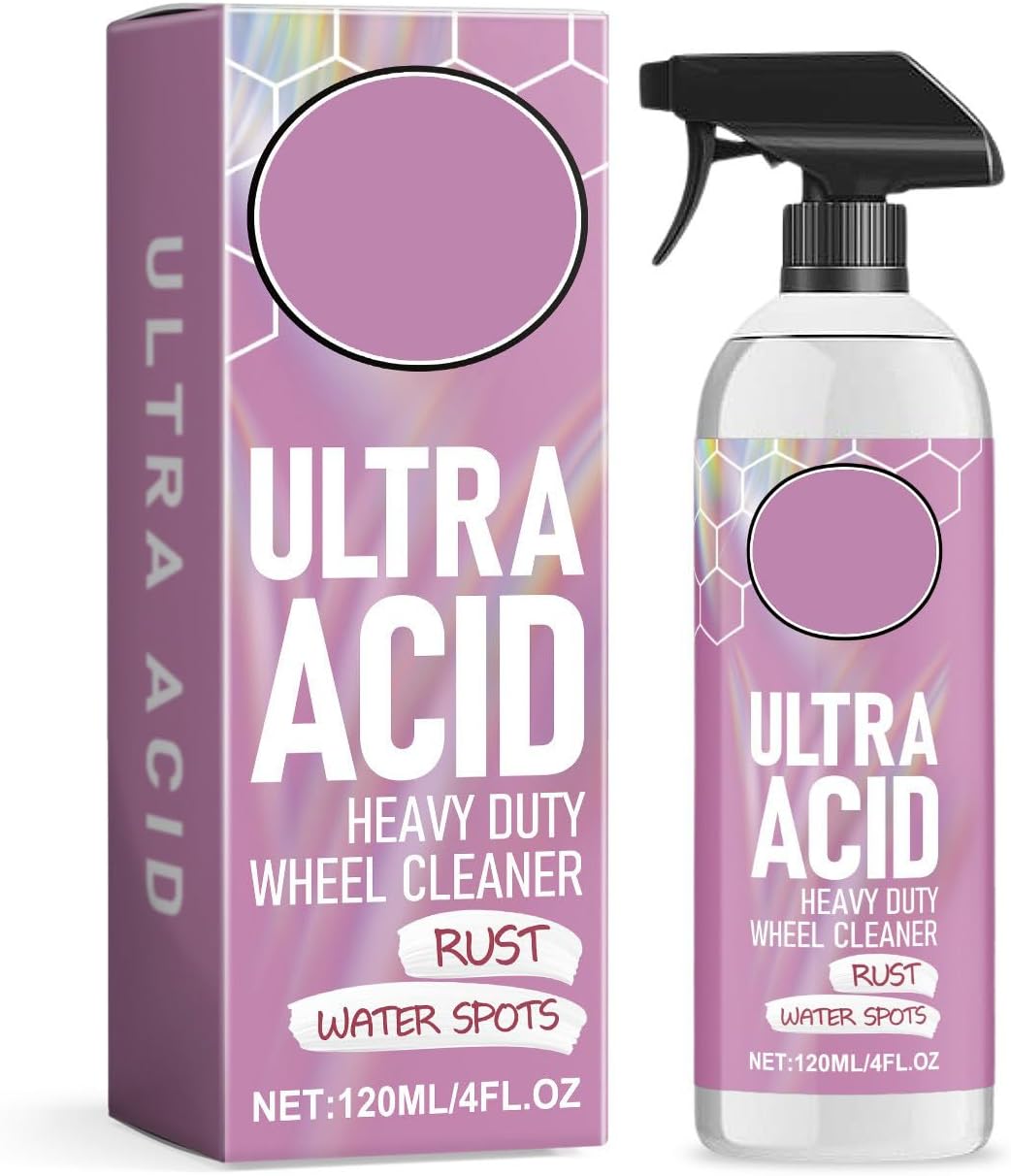 Ultra Acid Heavy Duty Wheel Cleaner, Powerful Rim Cleaning Spray for Rust & Water Spots, Removes Stubborn Brake Dust & Dirt, Decontamination and Gloss Protection for All Rims, 4 fl oz