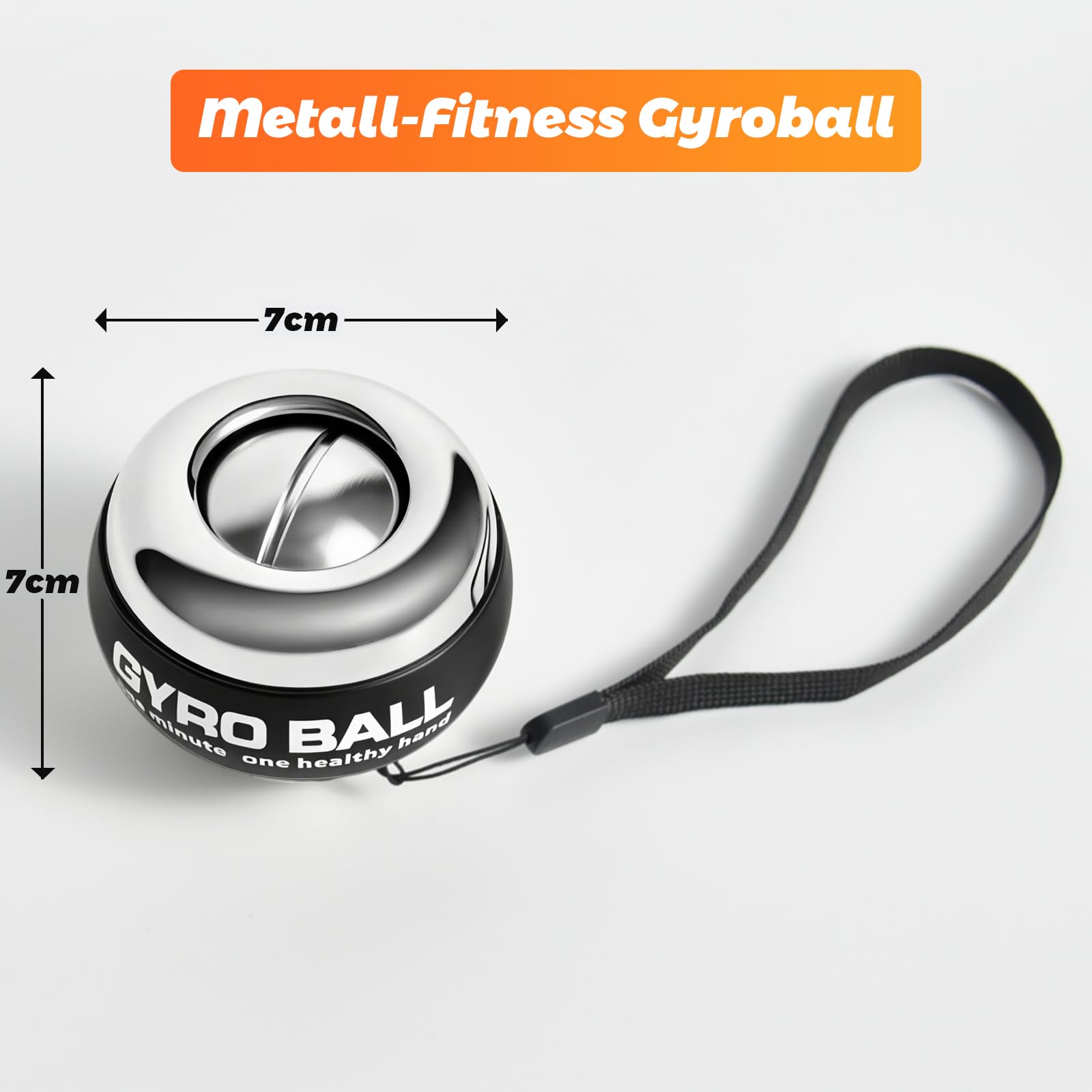 Vollmetal Gyroball, Handgelenktrainer-Ball, Auto-Start, 5-stufiger Widerstands, Gyroskopischer Unterarm-Trainer, zur Stärkung von Armen, Fingern, Handgelenk