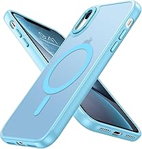DUEDUE Magnetic Cover for iPhone XR 6.1 Inch [Compatible with MagSafe], Matte Case for iPhone XR Case with Metal Button Ultra-Thin TPU Silicone Anti-Slip, Light Blue