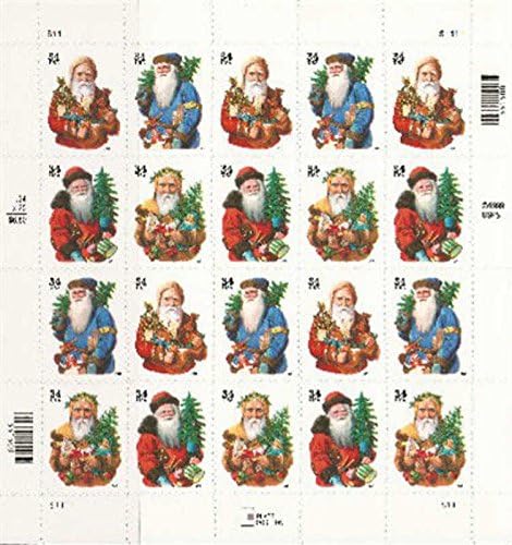 2001 OLD WORLD SANTAS #3540b Pane of 20 x 34 cents US Postage Stamps
