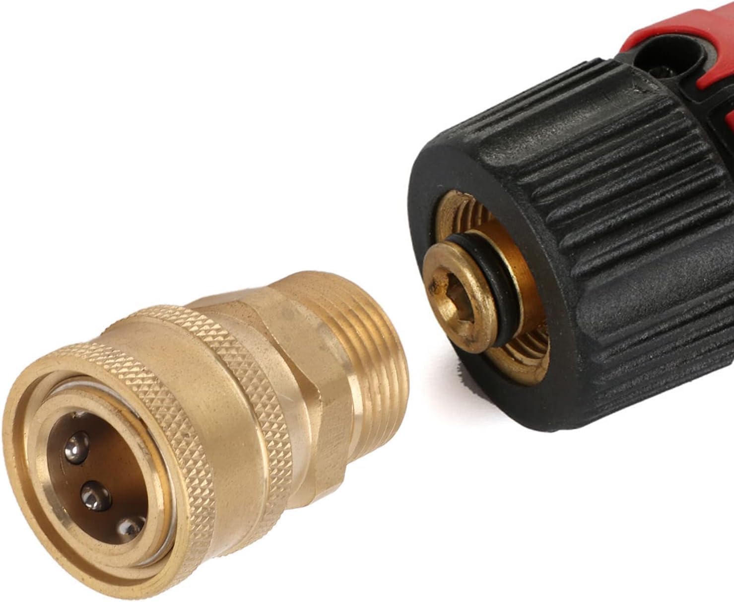 Adaptador de conexión para hidrolimpiadora M22 (2 unidades), cobre puro, conector hembra NPT de 3/8" a macho M22 para conexión universal de mangueras y bombas (orificio interior de 15 mm/0,59")