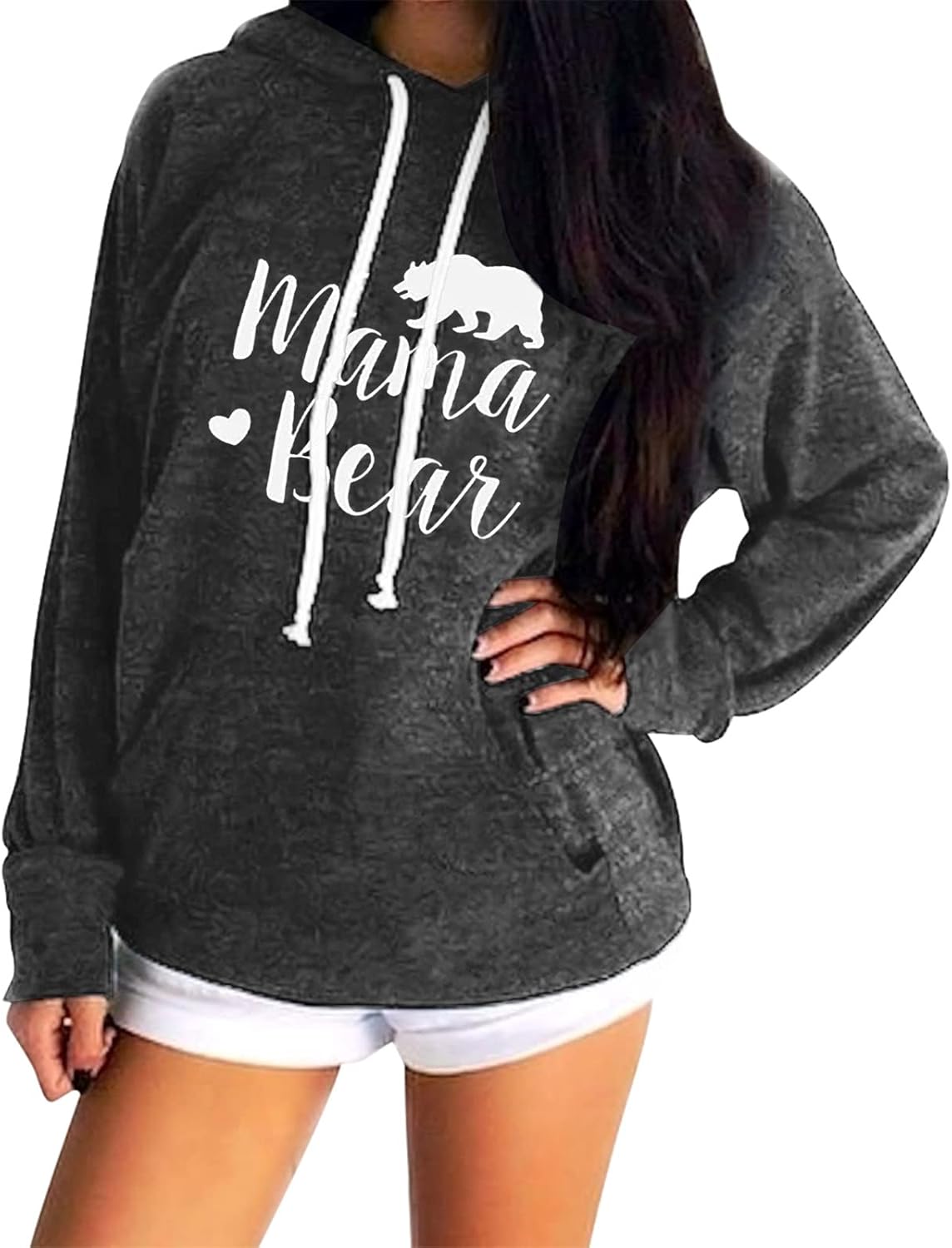 Muicy Womens Hoodies Mama Bear Shirt Casual Long Sleeve Tops Sweatshirts with Pockets