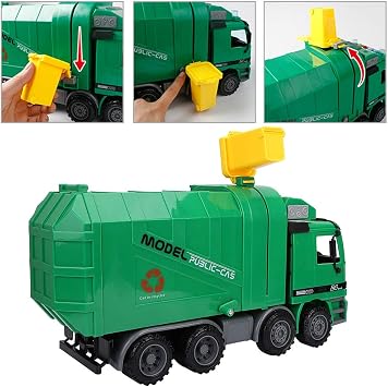 Garbage Collection Car Toys, Cleaning Truck Toys, Garbage Collecting Car Toys, Car Model Toys, Simulation Garbage Collector Car Model Toys, Cleaning Car, Sanitary Car Model ToyIncludes 3 Trash Cans