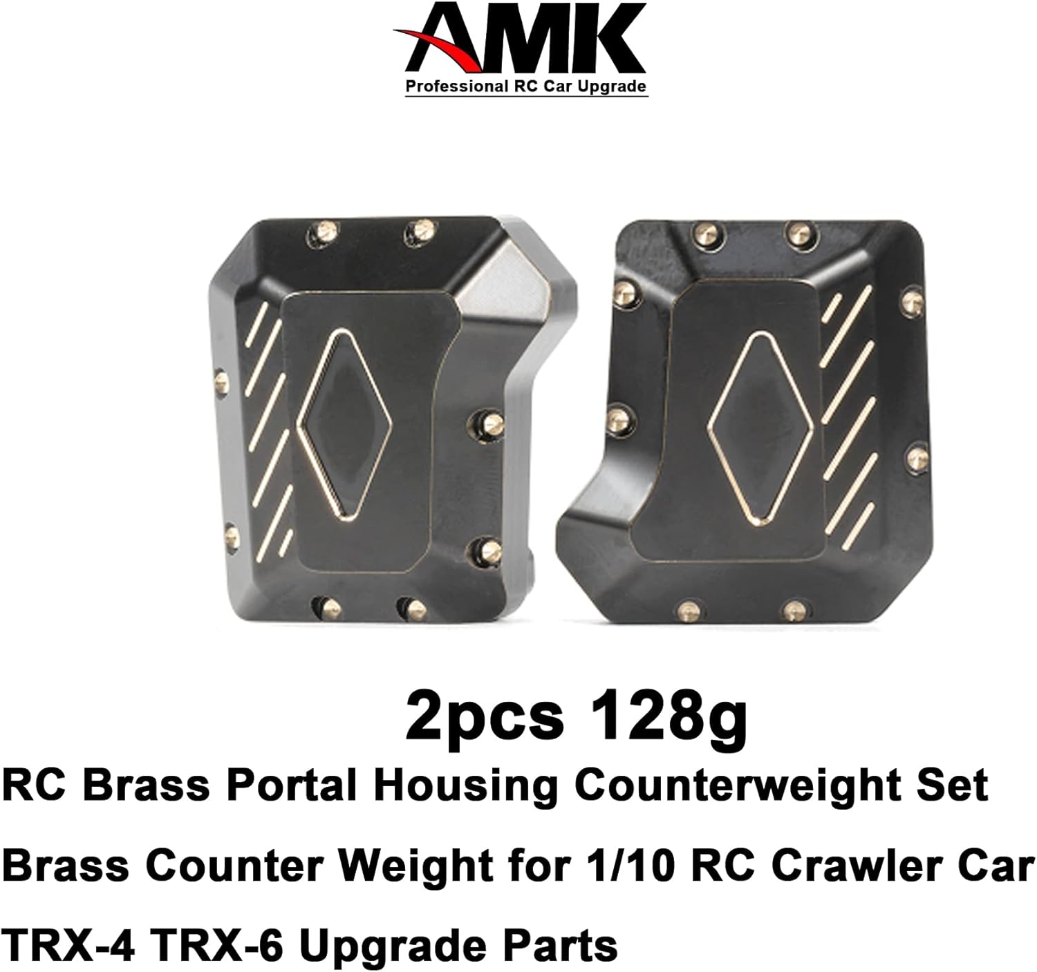 AMK TRX4 Brass Diff Cover 2PCS Front and Rear Axle Diff Cover TRX4 Portal Axle Housing for 1/10 RC Crawler TRX6 TRX4 Upgrade Parts