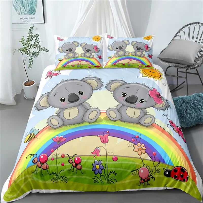 Housse de couette koala 240x260 en microfibre douce avec fermeture éclair pratique pour adulte